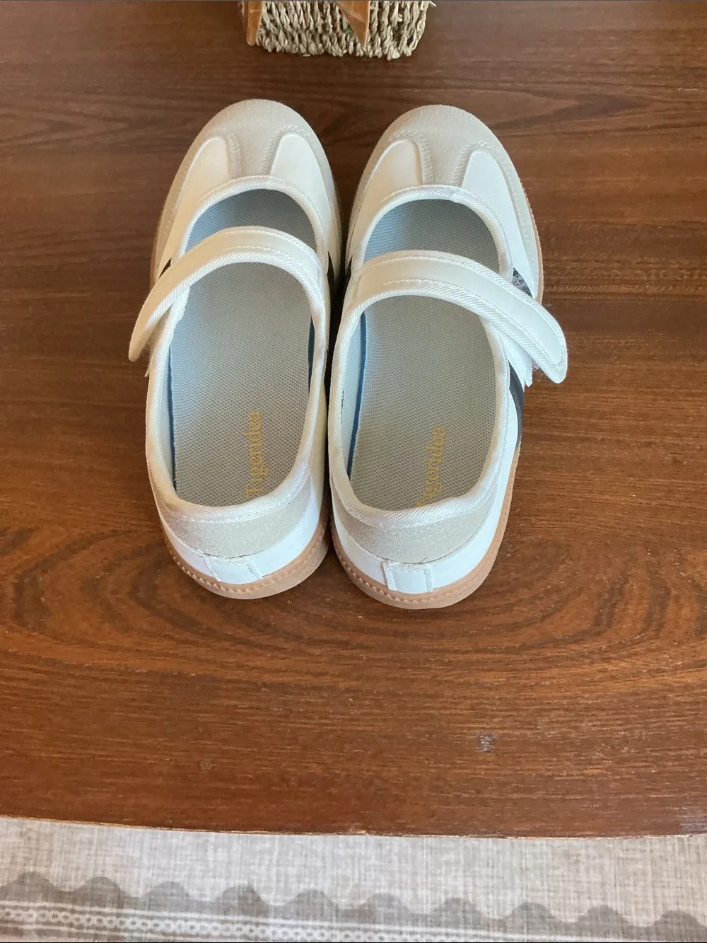White Mary Jane Sneakers with Velcro Strap